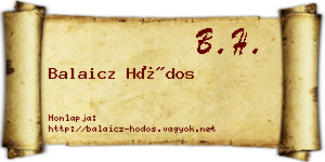 Balaicz Hódos névjegykártya